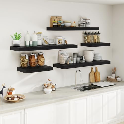 Black Bathroom Shelves Floating Shelves for Wall Shelf Over Toilet Long Wall Mounted Modern Farmhouse