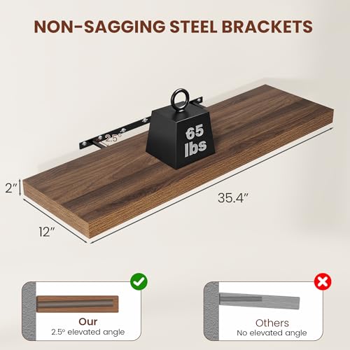 Deep Floating Shelves 36x12” Set of 2 (2 Count)