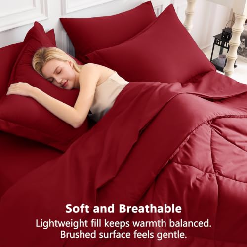King Size Comforter Set Dark Red