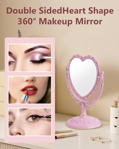Heart Shaped Cute Vanity Princess Mirror for Desk