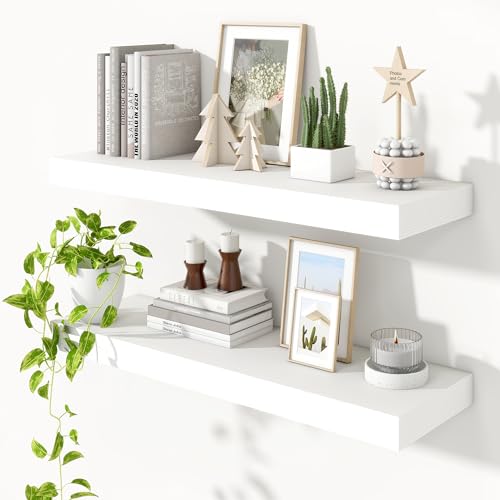 Floating Shelves 35.7" W x 10.3" D White Set of 2 (2 Count)