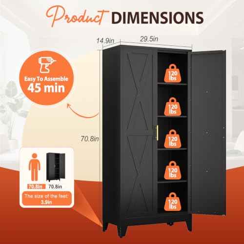 71" H Tall Kitchen Storage Cabinet with Doors