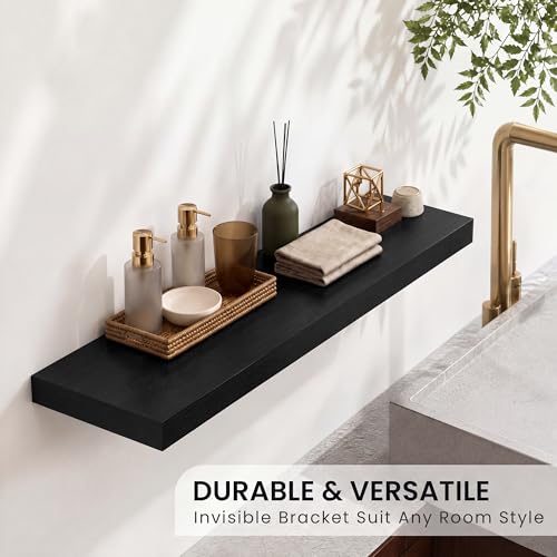 Floating Shelves 39.4" W x 10.3" D Black Set of 2 (2 Count)