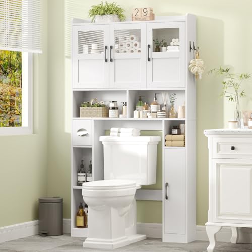 Farmhouse Over The Toilet Cabinet with 3 Acrylic Doors