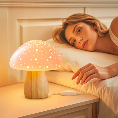 Mushroom Lamp Ceramic Bedside Table Lamp