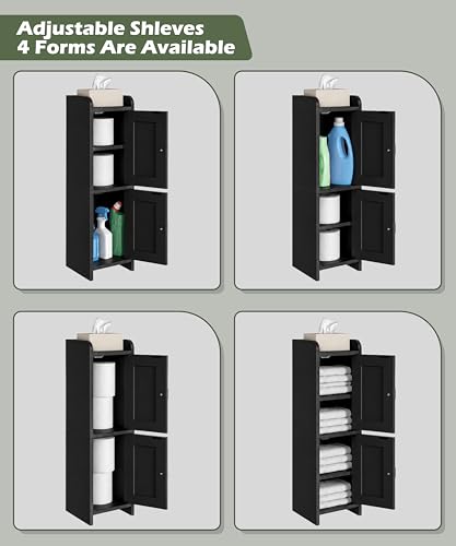 Small Bathroom Cabinet Narrow Toilet Paper Organizer Black