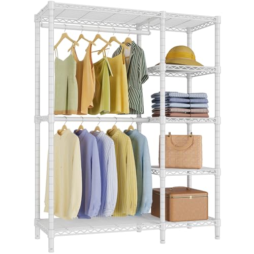 V7 Clothing Rack with Shelves Heavy duty Closet for Hanging Clothes