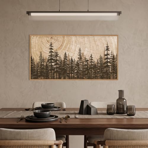 Rustic Pine Tree Forest Framed Canvas Wall Art Set