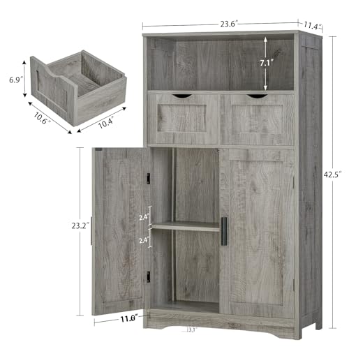 Storage Cabinet with 2 Drawers & 2 Adjustable Shelves