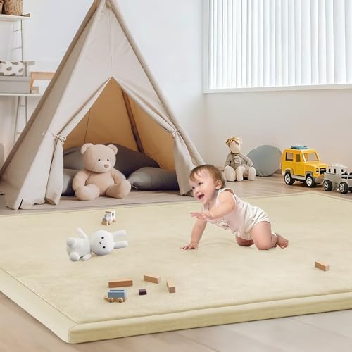 Baby Play Mat for Floor Nursery Rug Muscle Mat Area Rug Playroom Rug 79"x110" Playpen Mat Elastic Foam 1.3" Thick Crawling Mat for Babies