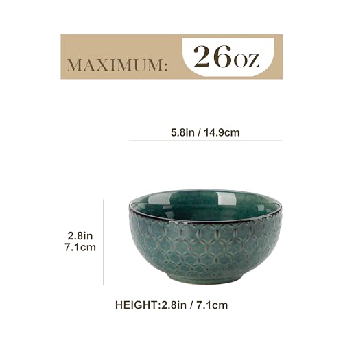 Cereal Bowls 30 Ounce Ceramic Green Soup Bowl for Kitchen (120 Fl Oz)