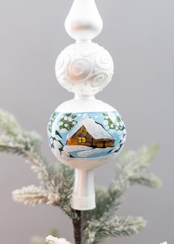 Christmas Finials Mouth Blown Tree Topper Elegant Mercury Glass Finial Tree Topper Hand Decorated Made in Poland