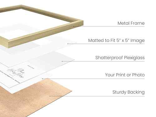 10x10 Gold Metal Picture Frames Matted to 5x5 (4 Count)
