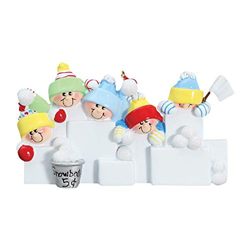 3D Snowball Fight Family of 5 Ornament 2026 Personalized Family Christmas Ornaments 2026