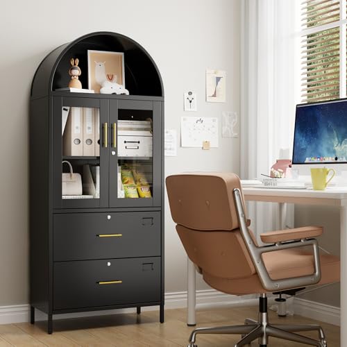 Tall Black Arched Bookcase