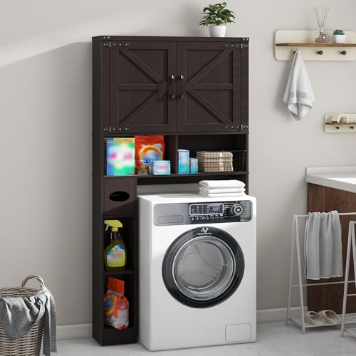 Over The Toilet Storage Cabinet with 2 Barn Doors