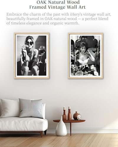 12x16in Natural OAK Wood Framed Vintage Makeup Wall Art