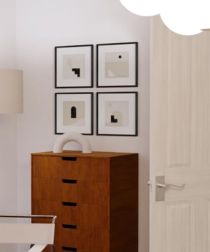 12x12 Black Metal Picture Frames Matted to 8x8
