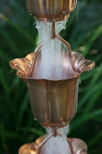Nutshell Stores Flower Cups Rain Chain - Copper - 12 Feet