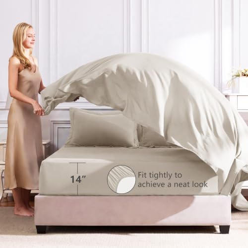 California King Size Comforter Set Beige