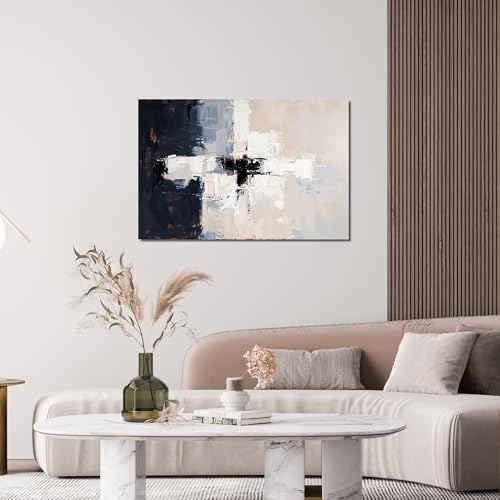 Modern Black and White Abstract Canvas Wall Art for Living Room 24" X 36"