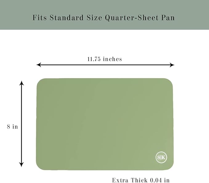 The Silicone Kitchen Reusable Silicone Oven Baking Mats Gift Set Bundle, 2 Half-Sheet, 2 Quarter-Sheet, Sage Green, Dark Gray
