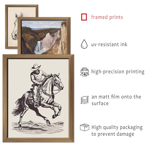 16 PCS Framed Western Wall Art Decor (16 Count)