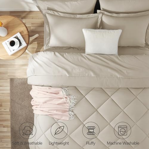 Queen Comforter Set with Sheets Oatmeal