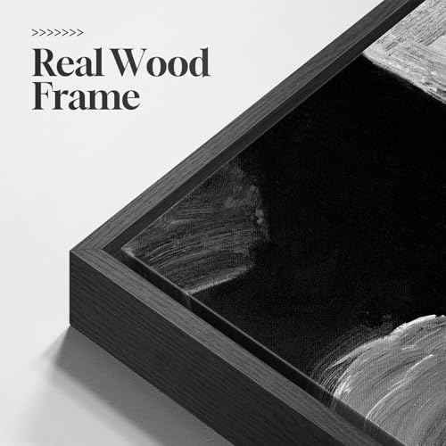 Large Framed Black and White Gray Abstract Wall Art Set (3 Count)