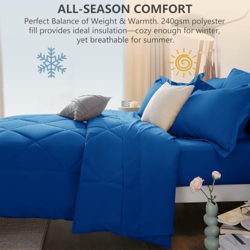 Queen Comforter Set Classic Blue