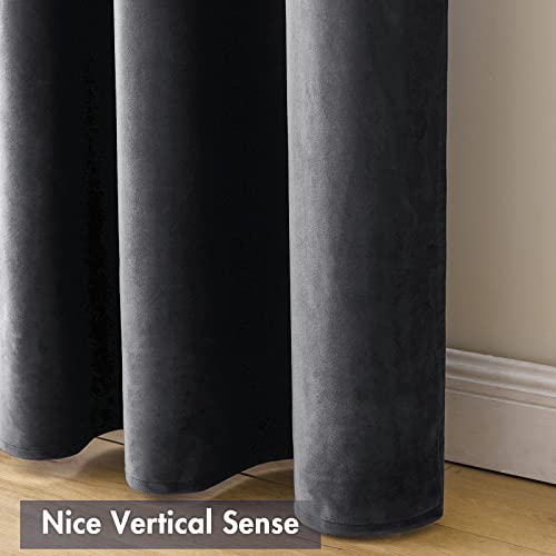 Grey Blackout Velvet Curtains Drapes 96 Inch Long 52"x96" Bedroom (2 Count)