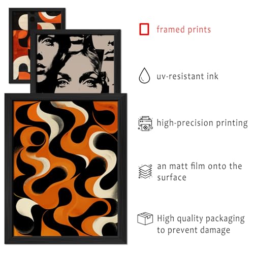 16 PCS Framed Retro 70s Wall Art Decor (16 Count)
