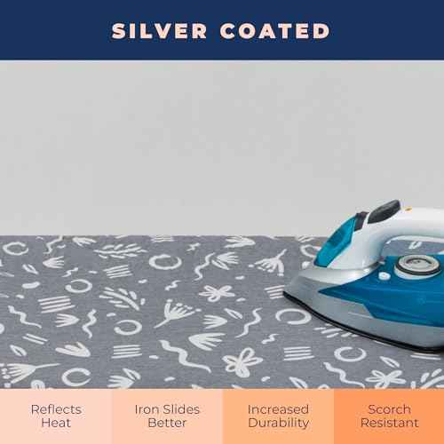 Ironing Board Cover and Pad Extra Thick Heavy Duty Padded Multiple Layers Silver Coated Ironing Board Cover