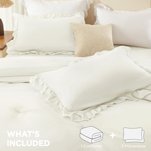 Ivory Ruffle Comforter Set King