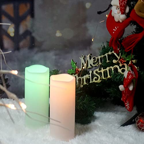 Waterproof Outdoor Color Changing Flameless Candles Remote Timer White Realistic Flickering Battery Operated Electric LED Pillars for Wedding Christmas Decoration Teen Girls 3”x8” 2PCS (2 Count)