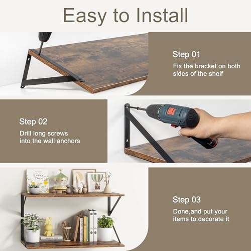 Deep Floating Shelves for Wall (2 Count)