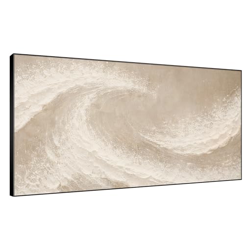24"x46" Extra Large Framed Wall Art Soft Sand Wave Abstract Neutral Illustration for Home Living Room Bedroom Decor