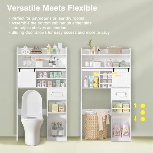 Over The Toilet Storage Cabinet with Sliding Doors