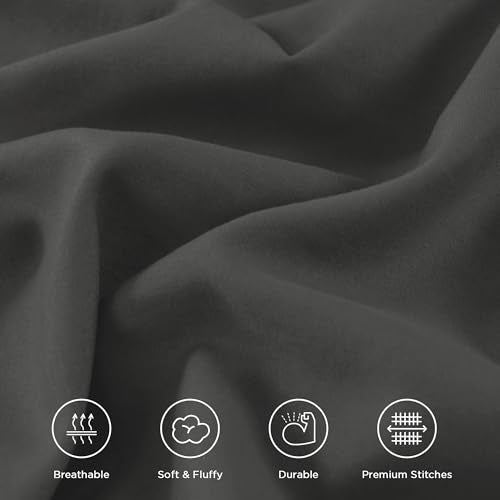 Dark Grey Ruffle Comforter Set Queen Size