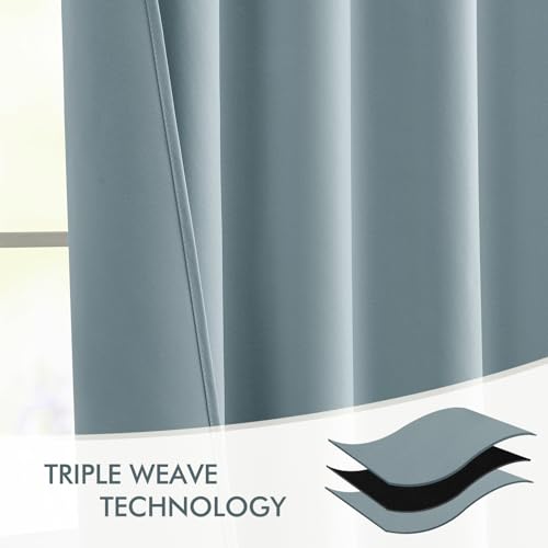 Slate Blue Back Tab Blackout Curtains 52x63 Inches Long 2 Panels Set (2 Count)