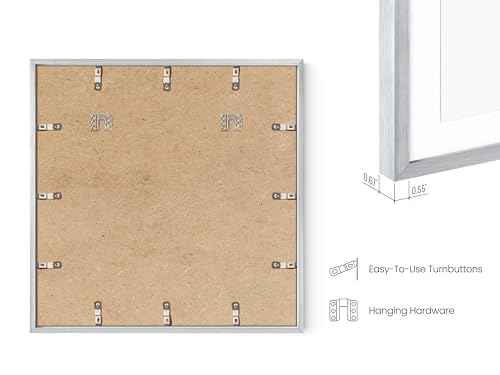 20x20 Silver Metal Picture Frame Matted to 16x16