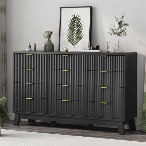 Fluted Dresser for Bedroom with 12 Drawers