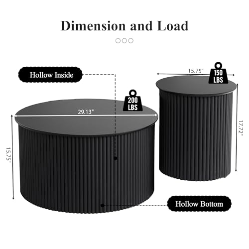 Fluted Round Nesting Coffee Table Set of 2 (2 Count)