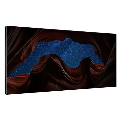 24"x46" Extra Large Framed Wall Art Starry Night Sky Through Antelope Canyon Rock Arch for Home Living Room Bedroom Decor
