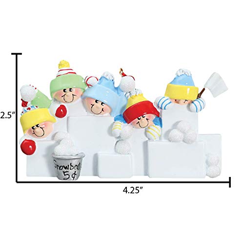 3D Snowball Fight Family of 5 Ornament 2026 Personalized Family Christmas Ornaments 2026