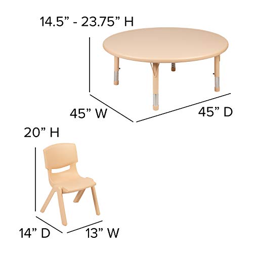 Natural 45" Round Activity Table Set with 4 Chairs