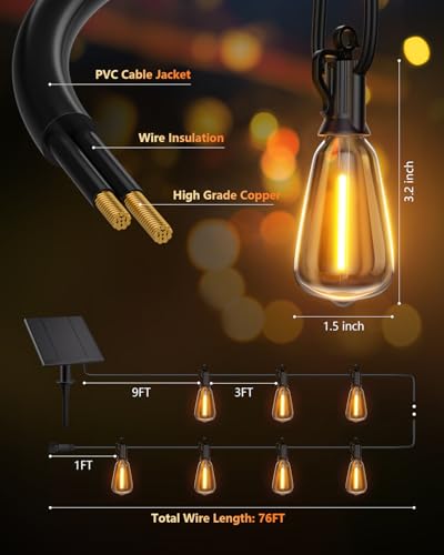 76FT Solar String Lights Outdoor