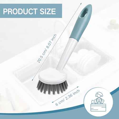 6 Pack Long Handle Dish Scrub Brush Stiff Bristles (6 Count)