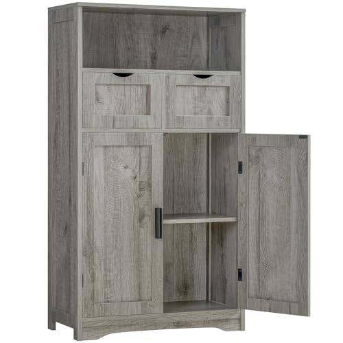 Storage Cabinet with 2 Drawers & 2 Adjustable Shelves