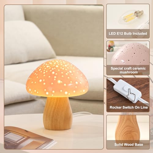 Mushroom Lamp Ceramic Bedside Table Lamp